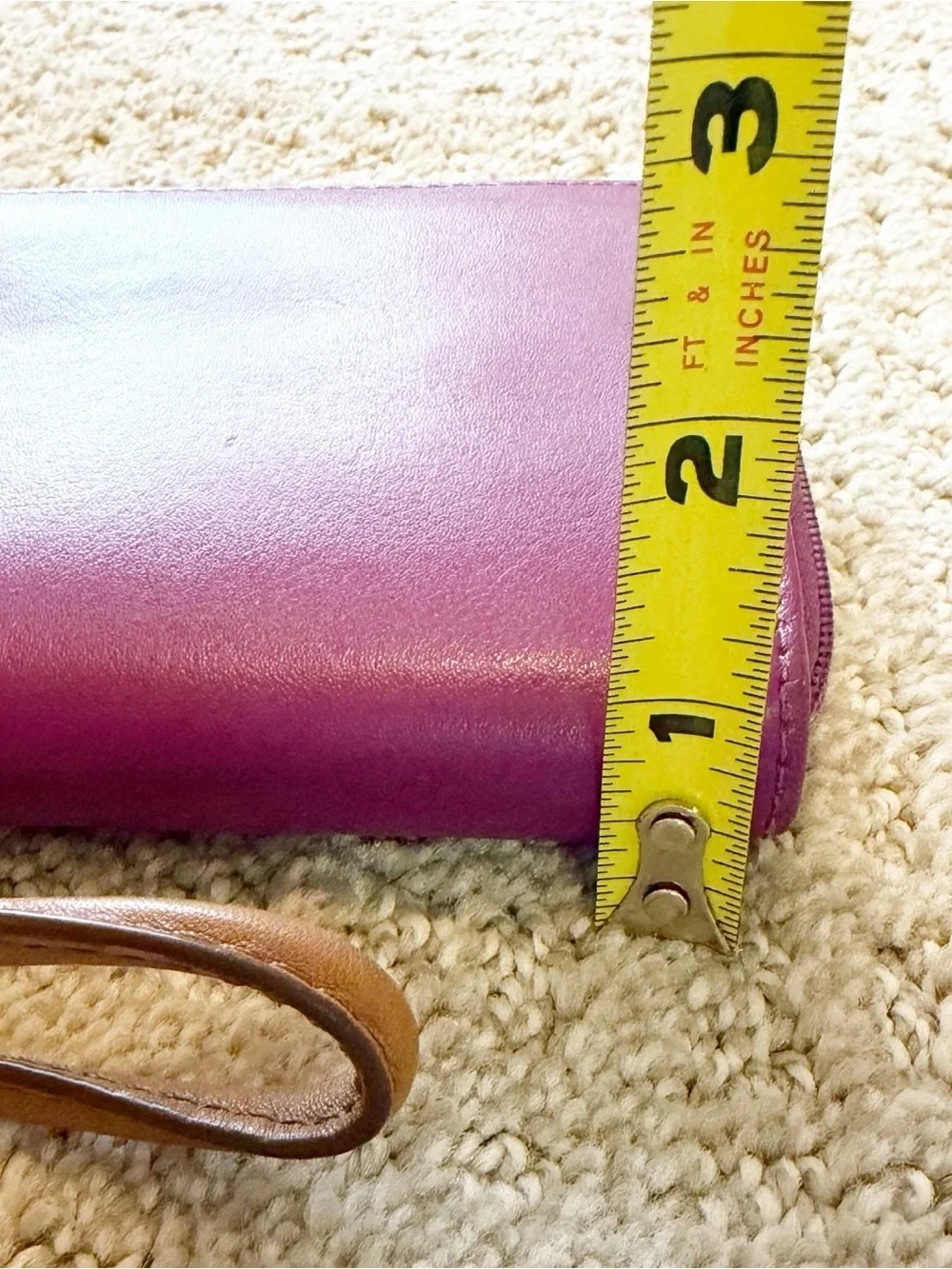 Baekgaard Purple Leather Zip Travel Wallet Organizer Minimalist ID Card Wristlet
